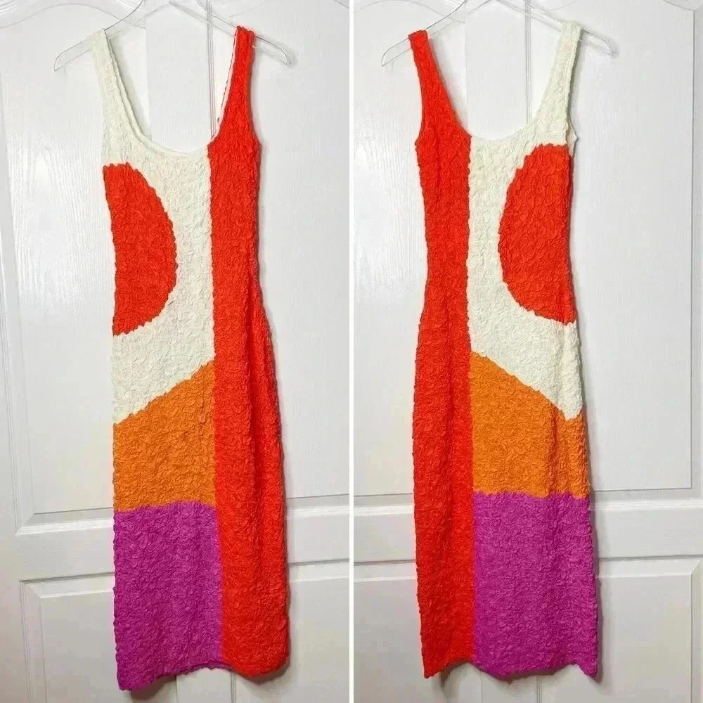 Nwot Mara Hoffman Pomelo Sloane Dress Red Multicolor Size Small — image 6 of 8